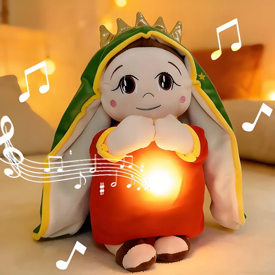 Muñeca Musical de Peluche María de 30 cm con Sonidos Relajantes y Luces, Juguete para Dormir para Niños, Regalos de Navidad