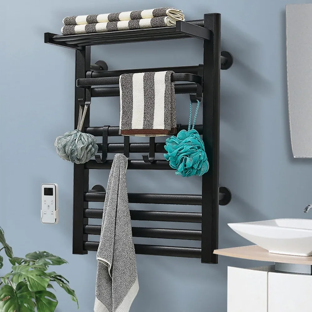 

Heated Towel Warmer 10 Heating Rails Free Standing Heated Towel Rack with Remote Control Electric Drying Rack WallMountwithShelf