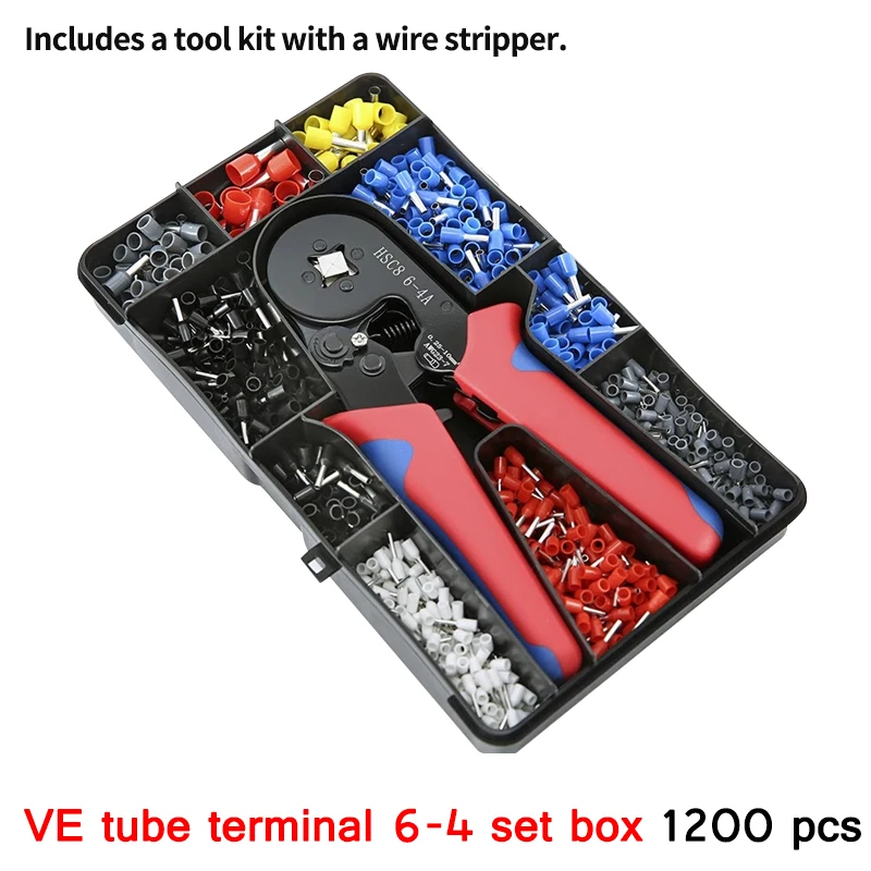 120-1200PCS Electrical Tube Insulated Terminal Pliers VE Tubular Terminals Wire Cable Connector Ferrules  Crimping Tool