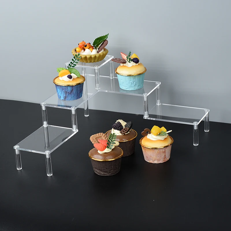 3/4 Tier Clear Acrylic Display Stand for Anime Figures Cupcake Shelf Organizer Desserts Holder Jewels Display Risers Stand