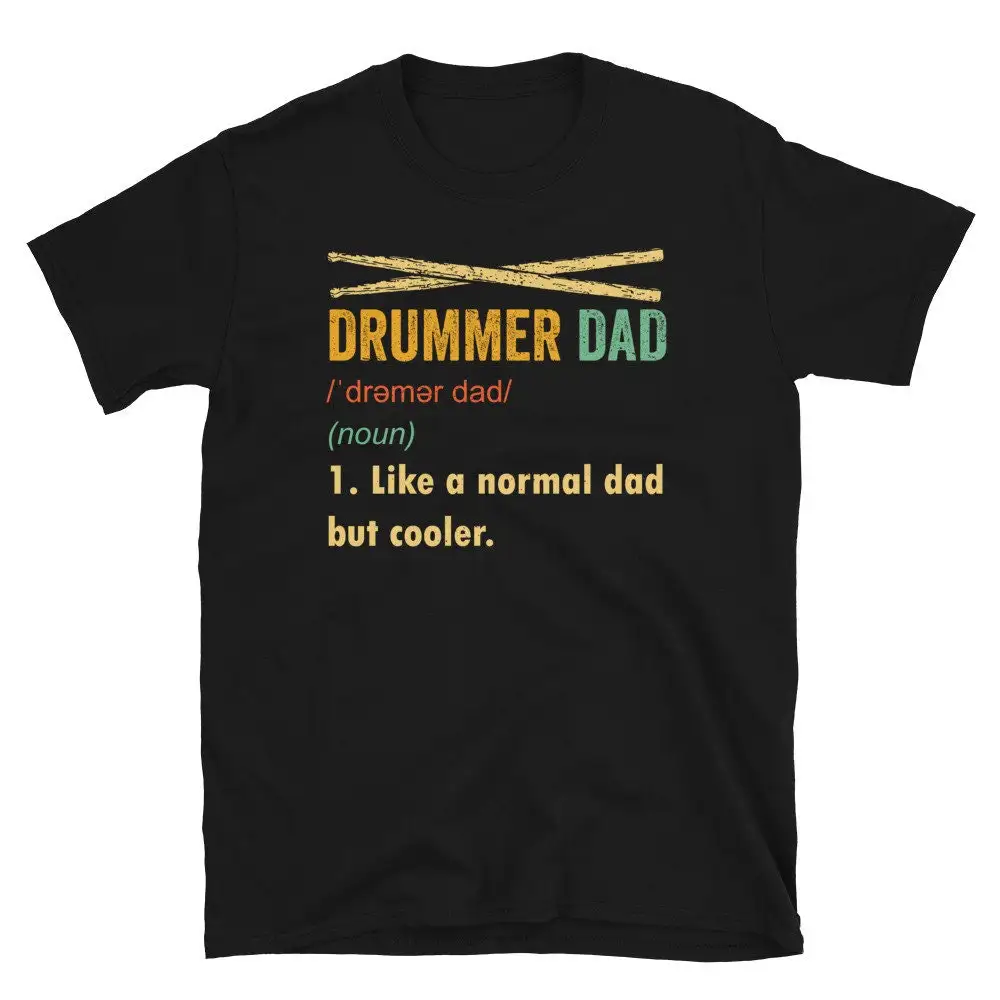 Dad Drums T Shirt Drummer Player Vintage Retro Style Drumming s