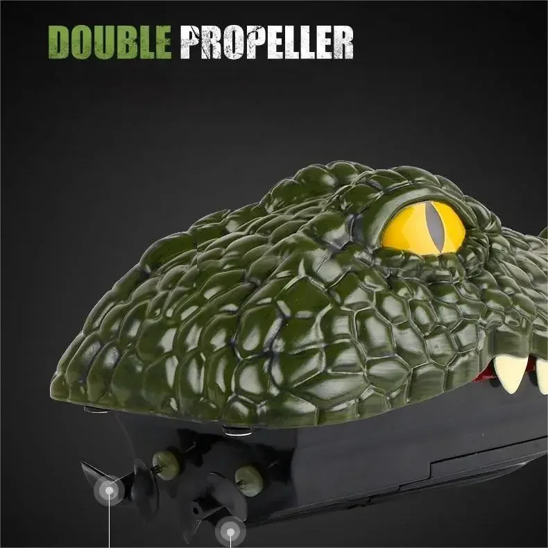 RC Boat Crocodile Head Simulation 2in1 Remote Control Joke Alligator Decoy Electric Toys Water Spoof Toys for Kids Water Gifts