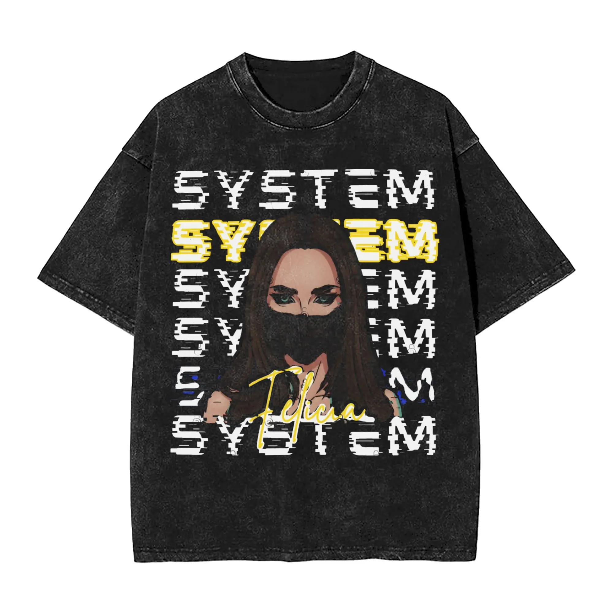 Felicia My System Eurovisions 2026 T-Shirt for Men  Vintage 100% Cotton Tee Shirt Crew Neck Short Sleeve T Shirts Summer Clothes