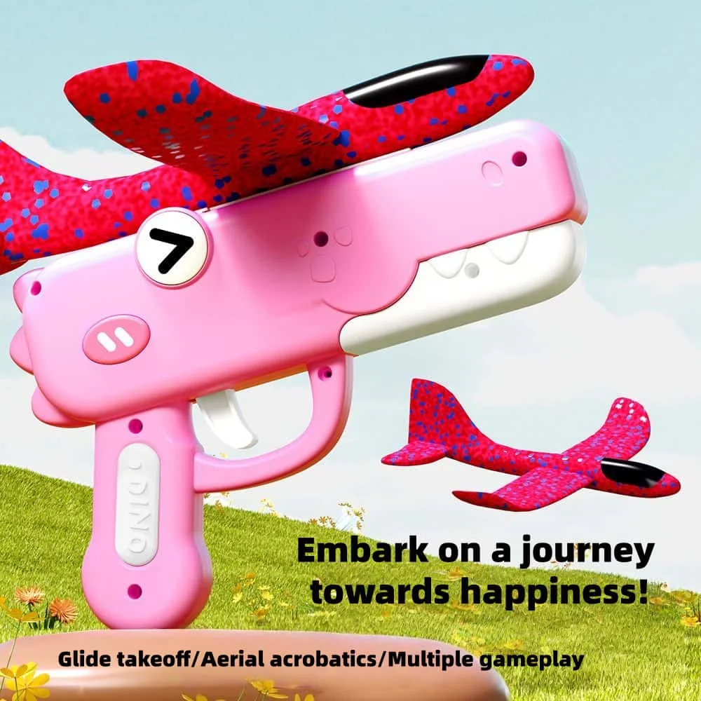Dumb Dinosaur Ejection foam Aircraft Toy Gun One click Launch Three colors of indoor and outdoor aircraft guns can be selected