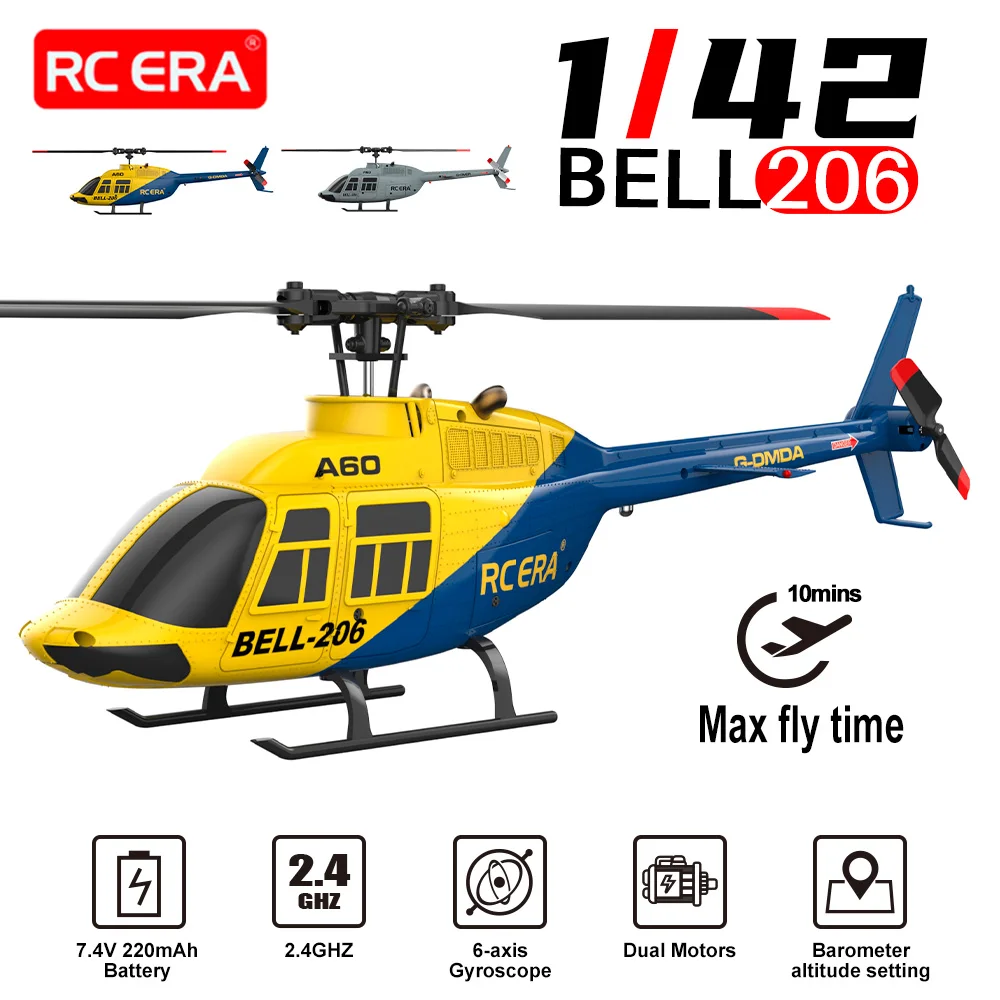 

RC ERA A60 4CH Вертолет 1/42 BELL-206 Оптическое позиционирование потока 120M 6-осевой гироскоп RC Самолет
