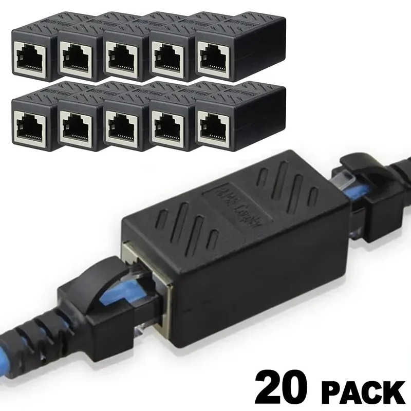 1/5/10/20 PCS Ethernet Cable Extender RJ45 Cat7 Cat6 Cat5 Coupler Adapter Connector Female To Female For Network Cable LAN Port
