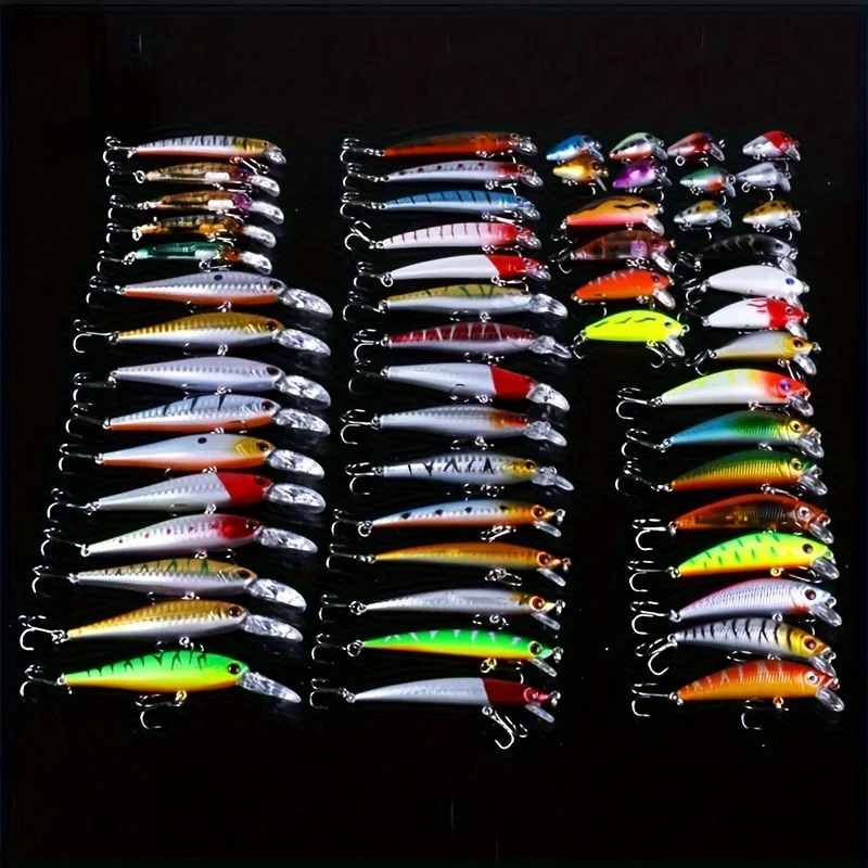 

56PCS Ultimate Premium Minnow Lure Kit - Durable, Realistic Hard Bait Tackle with Enhanced Catch Rates - Ideal for Freshwater &