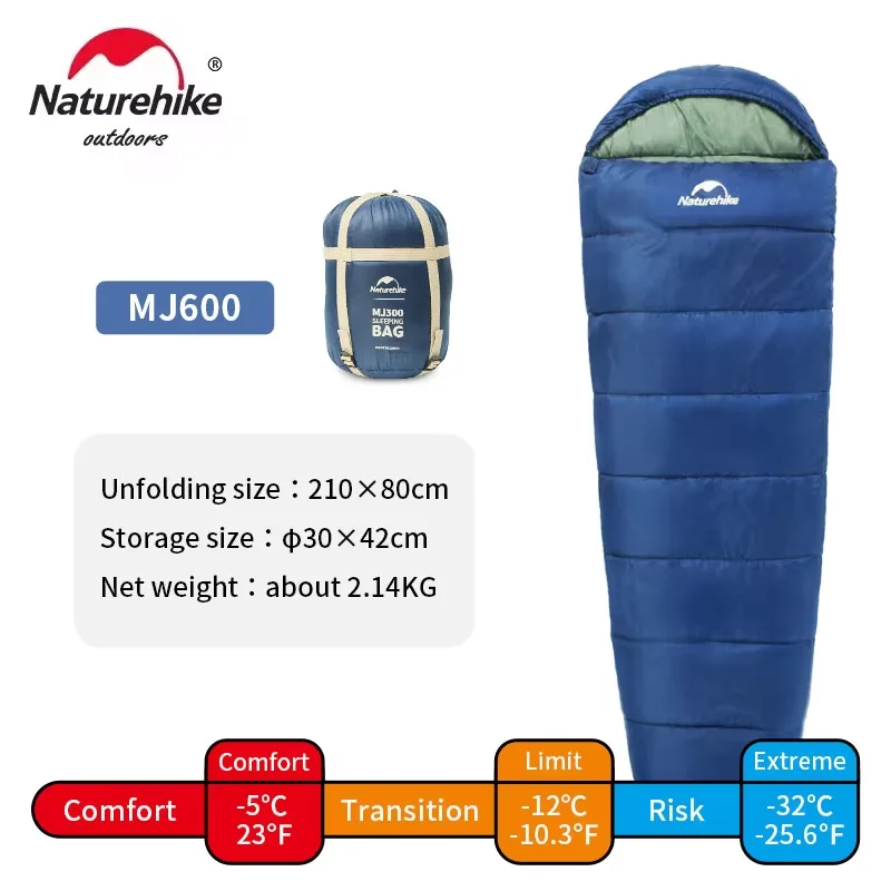 Naturehike Slaapzak MJ300 -1 ℃   Lichtgewicht MJ600 -12 ℃   Mummie slaapzak Outdoor Camping Katoenen winterslaapzak