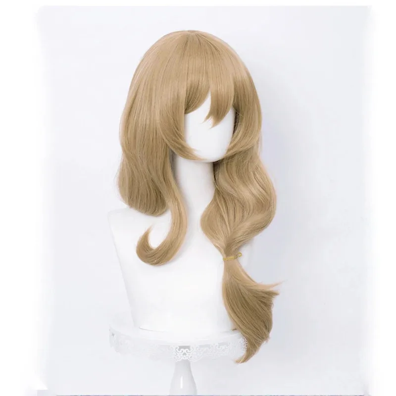 

aaa12 3High Quality Genshin Impact Lisa Cosplay 65cm Linen Wavy Heat Resistant Synthetic Hair Anime Game Wigs + Wig Cap