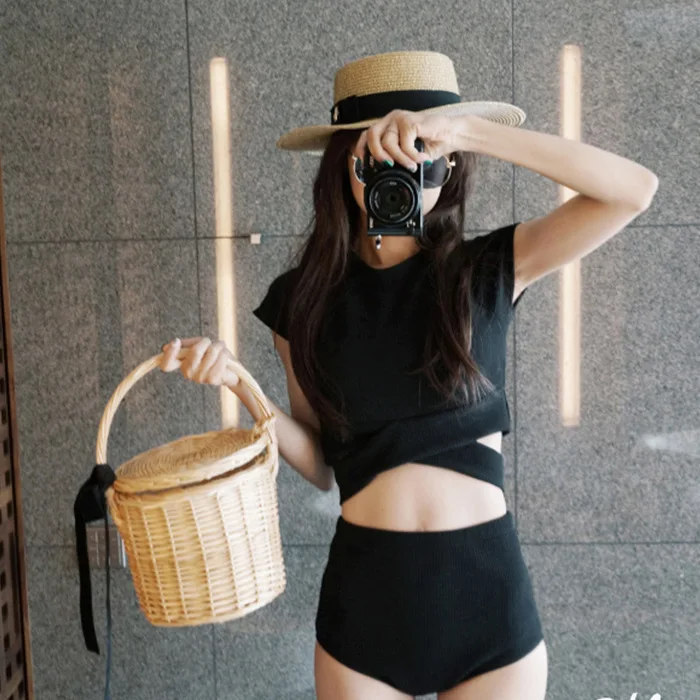 Korean Style High Waist Bikini Set Women Padded Biquini Suit Two Pieces Swimwear Swimsuit High Quality Beach Suit New