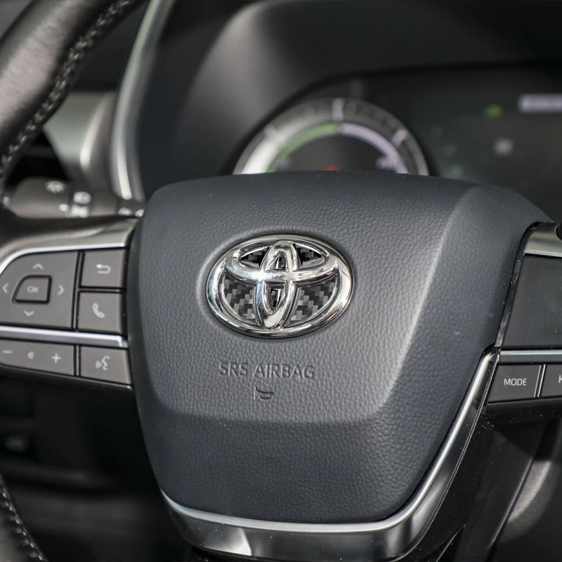 1 قطعة ألياف الكربون عجلة توجيه سيارة شعار شارة ملصقات لتويوتا كورولا كامري يارس Rav4 CHR أفينسيس أوريس اكسسوارات السيارات