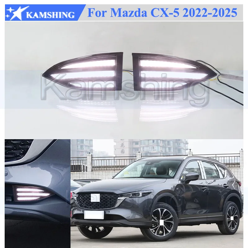 Kamshing 1 Set Modifying LED Daytime Running Light DRL For Mazda CX-5 CX5 2022-2025 Front Turn Light Daytime Light