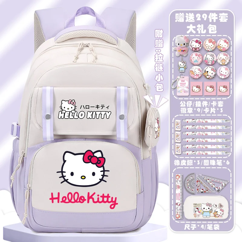 Sanrio-mochila escolar de Hello Kitty para estudiantes, mochila ligera de doble hombro con dibujos animados, gran capacidad, novedad