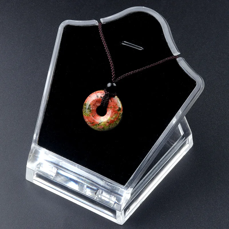 20 mm Kreis Donut Heilkristalle Halskette Natürlicher Chakra Edelstein Stein Amulett Glücksmünze Donuts Charm Schutz Quarz Achat – Detail 12