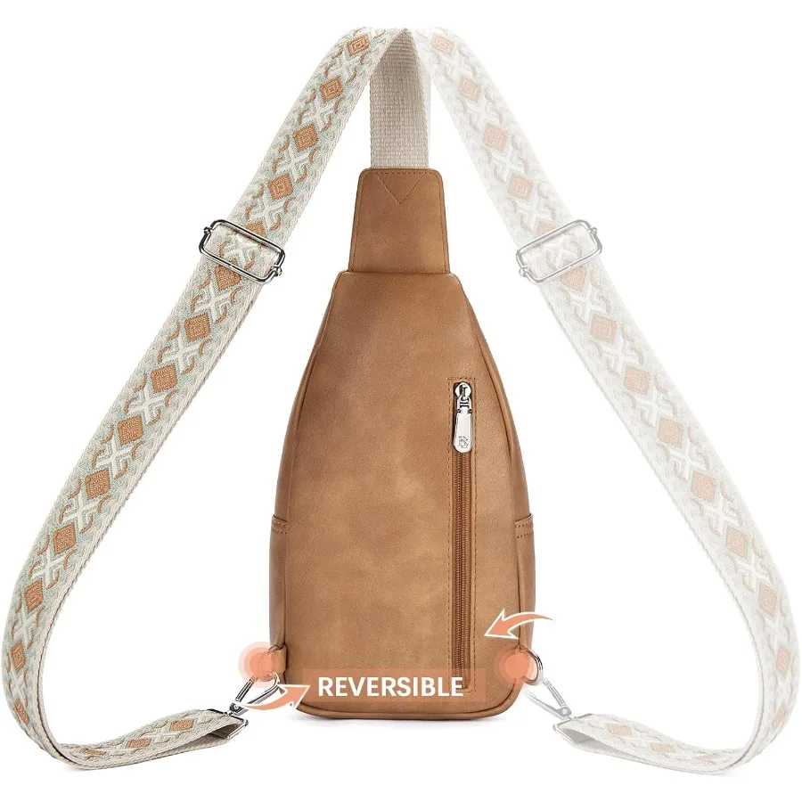 Сумка-слинг для женщин, кошелек через плечо, сумка через плечо, кожаная нагрудная сумка с регулируемым гитарным ремнем для путешествий