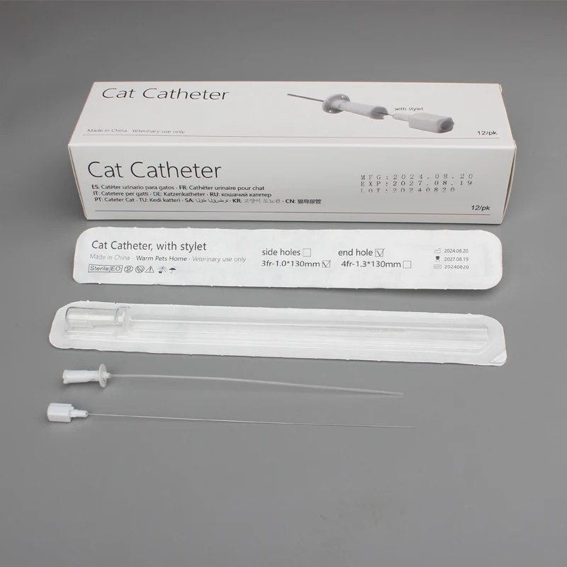 12pcs/60pcs/120pcs Cat Catheter with Stylet 3Fr End Hole 4Fr Side Holes Veterinary Urinary Cat Catheters