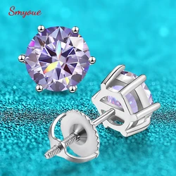 Smyoue 0.5-2CT Screw Moissanite Stud Earrings for Women Classic Sparkling Wedding Party Jewelry Original 925 Sterling Silver GRA