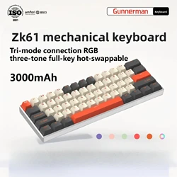 60% layout ZK61 mechanical keyboard, 61-key RGB backlit three-mode gaming mechanical keyboard for e-sports and office use