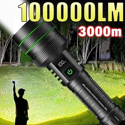 Most Powerful 900W Flashlight High Power Led Flashlights Rechargeable Tactical Torch Long Range 4000M Hand Lamp Camping Lantern