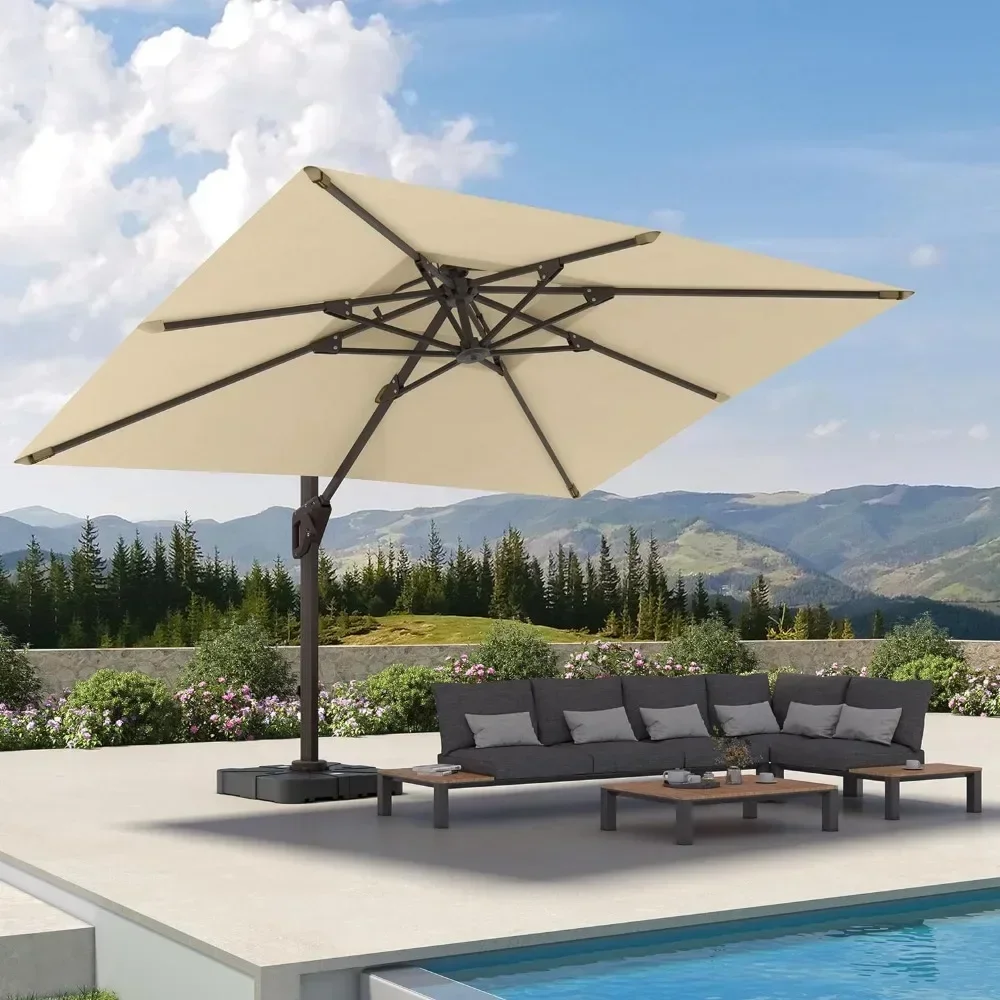 

# l Cantilevered Terrace Umbrella 360 ° Rotating Rectangular Outdoor Umbrella, Double Top Large Bias Sunshade Umbrella