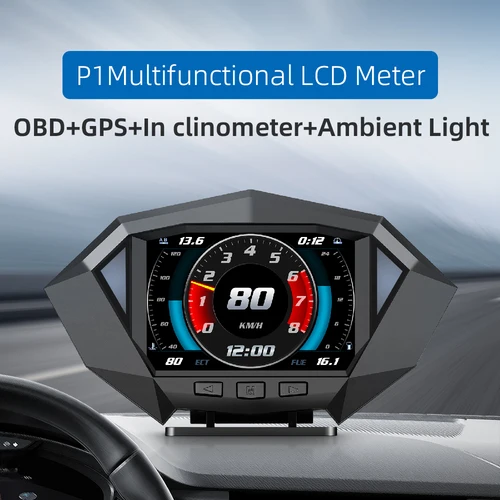 자동차 OBD2 GPS HUD 헤드 업 스마트 디지털 속도계 디스플레이 미터 게이지 모두 하나의 수온 연료 압력 테스터 알람