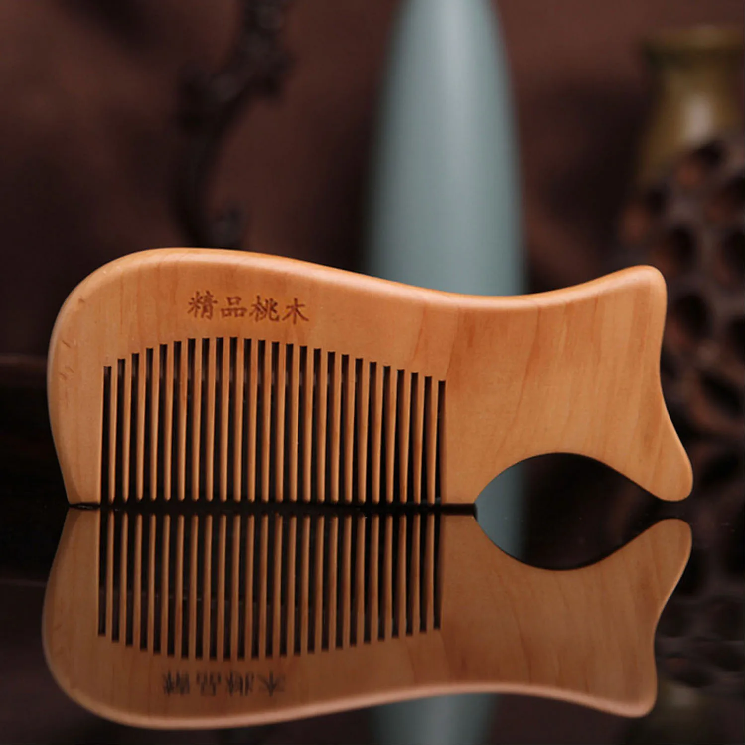 6pcs Natural Wooden Handmade Anti-Static Beard Hair Comb Chinese Traditional Comb for Women Men Children Hair Mothers Day Gifts