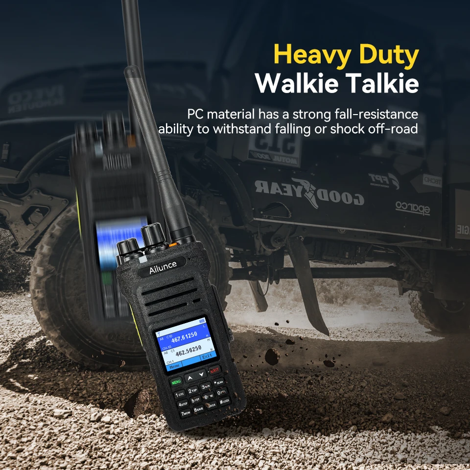 Retevis Ailunce HA1G GMRS Handfunkgerät mit Kabel, IP67 wasserdicht, NOAA Wetterwarnung, 2800mAh Akku, Repeater-Funktion – Detail 5