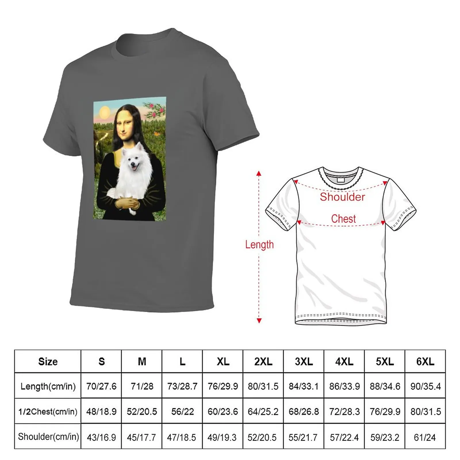 New Mona Lisa and her American Eskimo Dog T-Shirt boys white t shirts Aesthetic clothing mens t shirt graphic