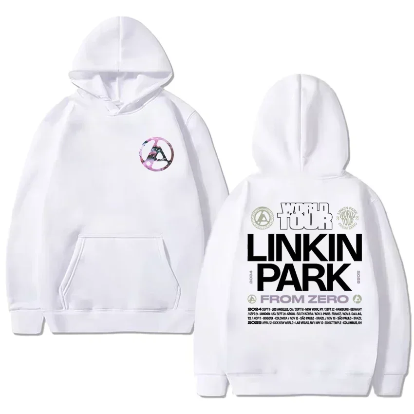 تي شيرت روك باند لينكين بارك من Zero World Tour Merch تي شيرت جديد للرجال والنساء Harajuku ملابس الشارع الشهير مع ملابس رياضية قطيفة