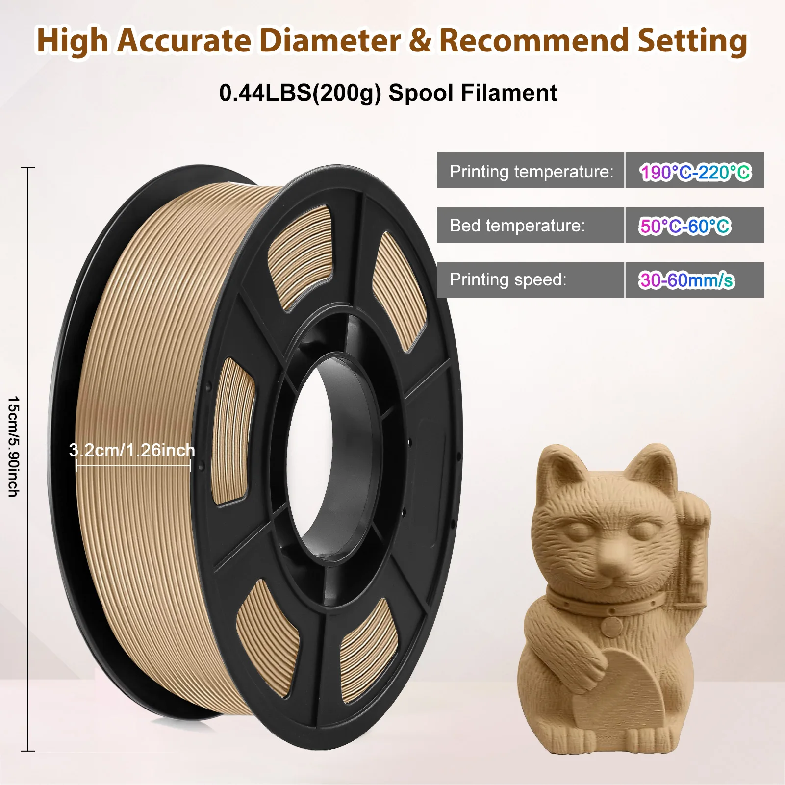 200G Holz-PLA-Filament 1,75 mm ± 0,03 mm für FDM-3D-Drucker und Stift, hochwertige Blase, kostenloser schneller Versand – Detail 9
