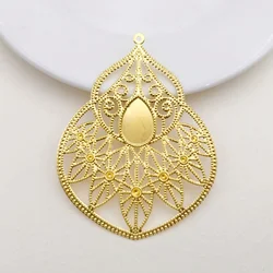 10 Pcs 61x79mm Filigree Wraps Flower Connectors Metal Crafts Decoration For Jewelry Making DIY Accessories Gourd Charm Pendant
