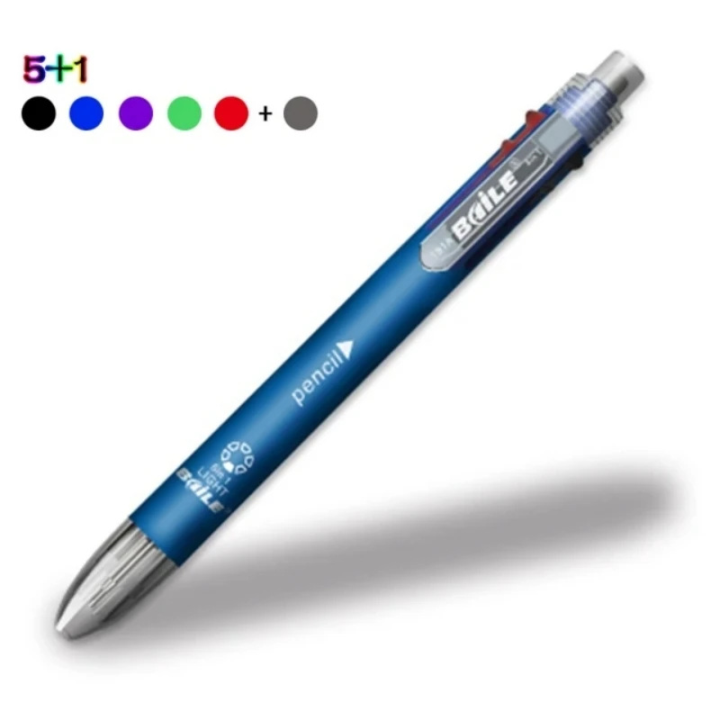 6 in 1 veelkleurige balpennen 5 kleuren balpen 1 automatisch potlood met gum voor schoolkantoor schrijfbenodigdheden briefpapier