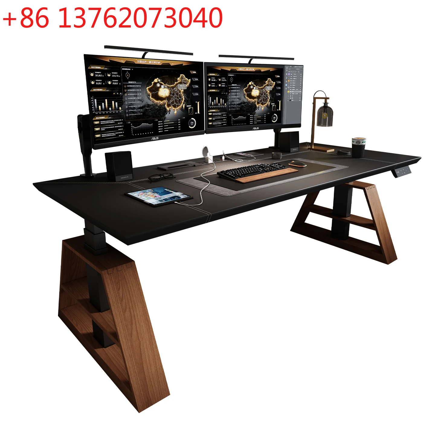 Electric lifting table legs desktop computer table rock slab dual motor workbench