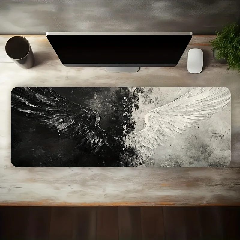 CIFBUY Large Gaming Mouse Pad Double Wings Abstract Art Non-slip Washable Rubber Base Oversized Desk Mat Office Computer Decor