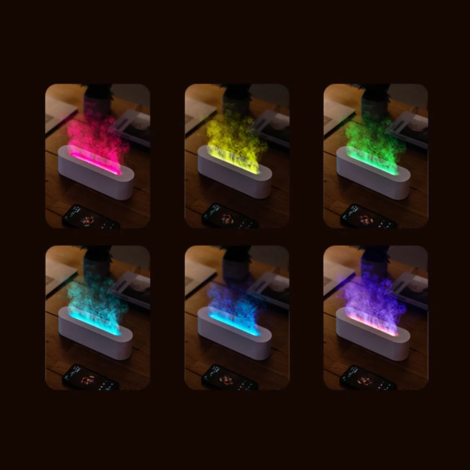 컬러풀 플레임 디퓨저 USB 오피스 아로마테라피 에센셜 오일 디퓨저 초음파 공기 가습기 침실용