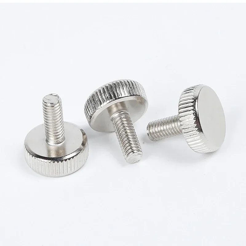 10pcs M3 GB835 304 Stainless Steel Knurl Flat Round Head Hand Tighten Curtain Wall Glass Thumb Screw Bolt