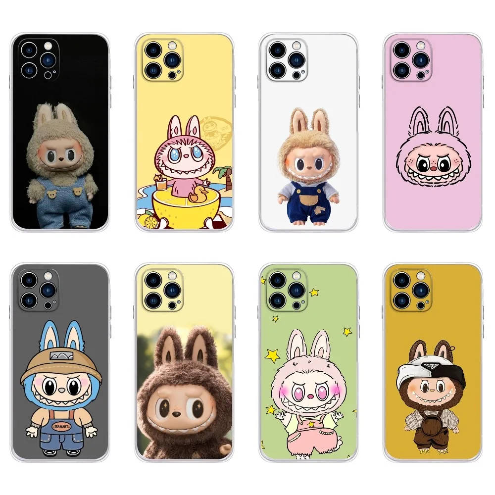 Cute Labubu Phone Case  For IPhone 16,15,14,13,11,12 Pro Max Mini X XR XS 7,8 Plus SE Transparent Cover