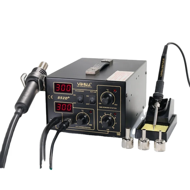 YIHUA 852D+ BGA diaphragm pump hot air soldering iron welding repairing tool solder hot air rework station soldering station