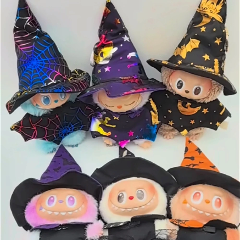 

Halloween Wizard Dress Up 3.0 Labubu Clothes Spooky Witch Outfit for 10-17cm Doll Cloak Hat Accessories