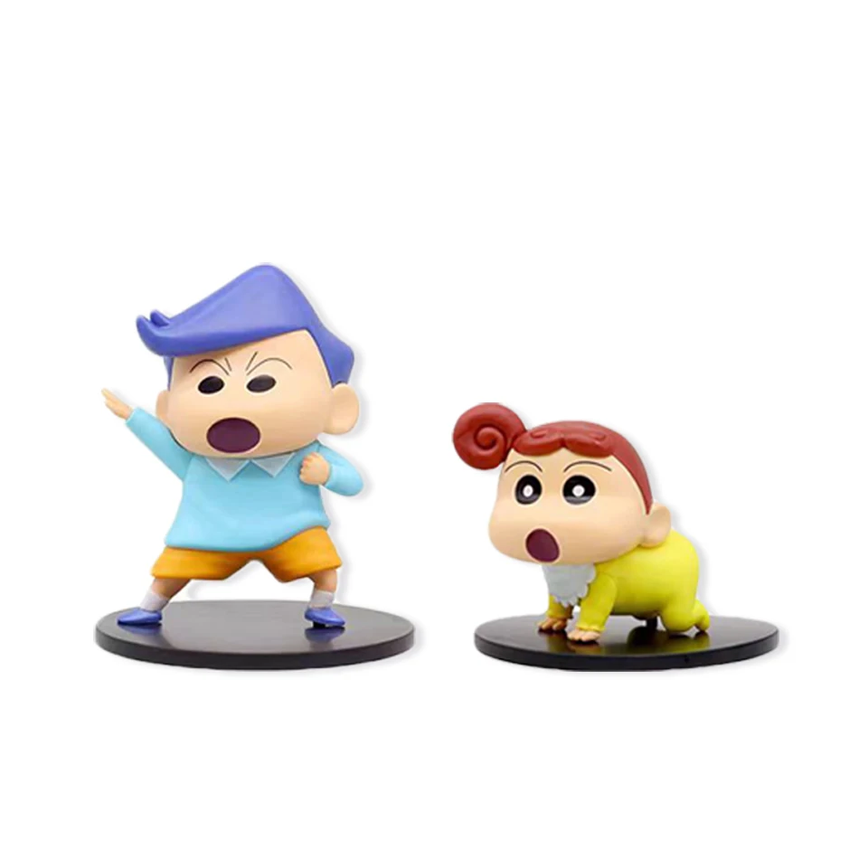 8 pçs lápis shin-chan engraçado kasukabe força de defesa figura modelo nohara shinnosuke himawari dos desenhos animados ornamentos de mesa brinquedos presentes