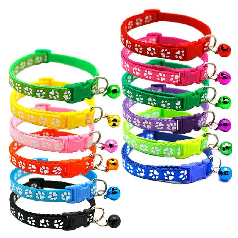 Collar ajustable con estampado de pata para mascotas, Collar para gatos, perros pequeños, gatitos, cachorros