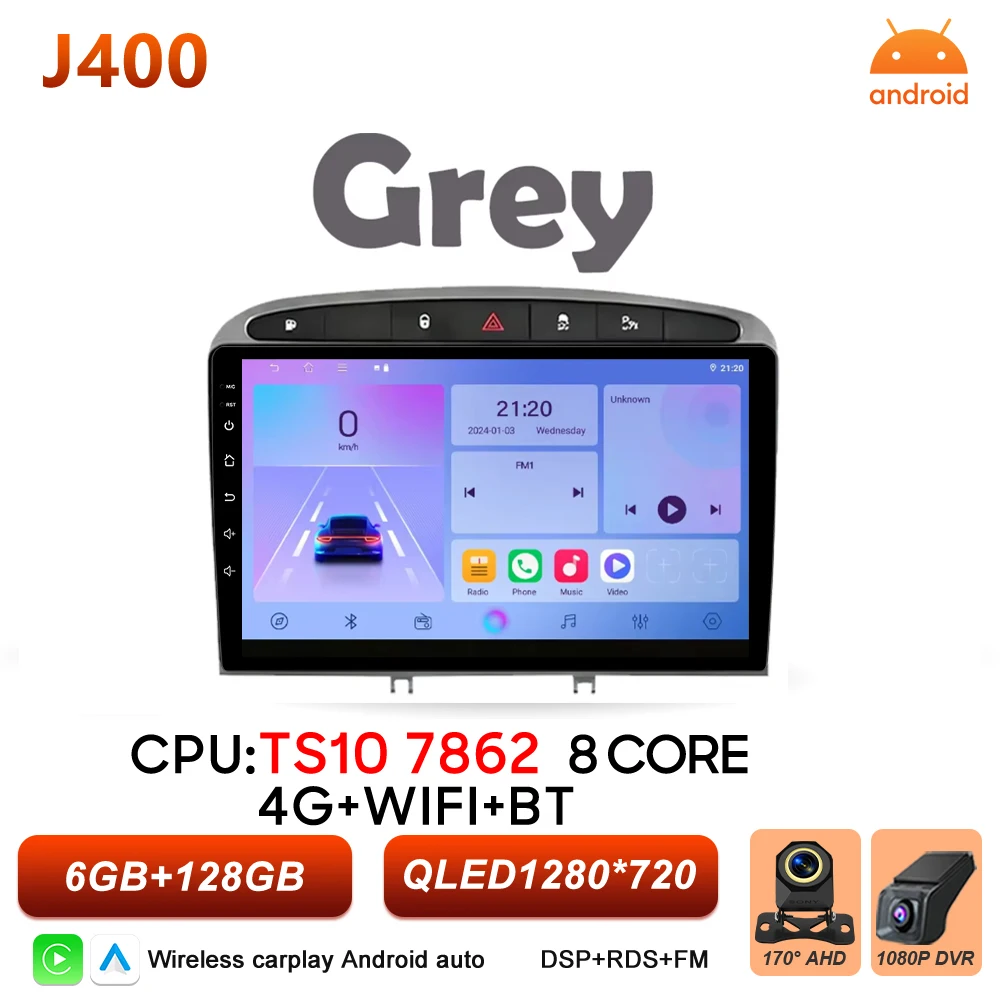 Android 16 autoradio voor Peugeot 308 308SW 408 2007 2008 2009 2010 2011 - 2020 Carplay Video Head Unit Autoradio RSD 2k scherm