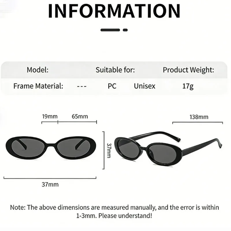 2PCS Classic Oval Small Frame Sunglasses, Fashion Decorative Sun Glasses for Outdoor, Travel, Driving & Beach Holidays