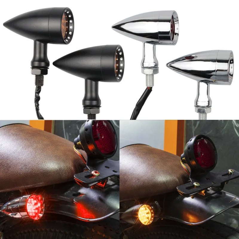 Motorcycle LED Bullet Red Amber Brake Blinker Turn Signal Tail Light For Harley Davidson XL Sportster 1200 883 Iron