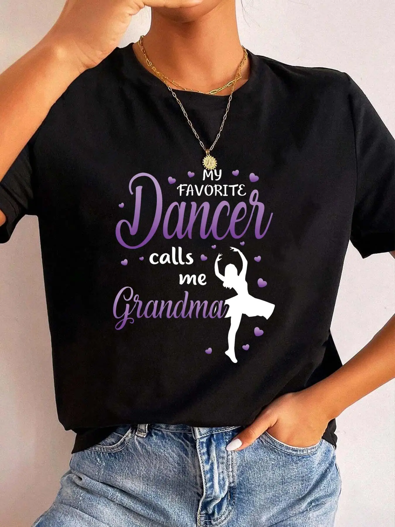 Dance Grandma Call Me Favorite Dancer Gift Short Sleeve Crew Neck T Shirt Breathable Soft Casual Top for Women All Season