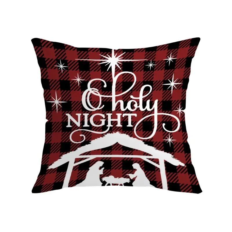 4 Pack Christmas Throw Pillow Covers 45x45cm, Pillow Cushion Cover Square Pillowcases for Holiday Party Decoration