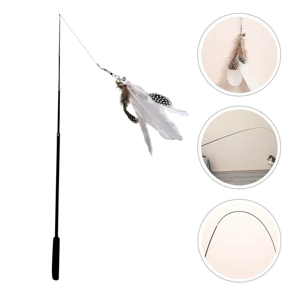 

Cat Teasing Fishing Pole Telescopic Kitten Teasing Stick Black Interactive Cat Wand Helping Pet Cats Stay Active and Healthy