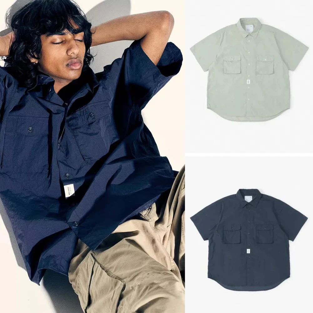 

MADN Pure Color Workwear ort Sve irt Double ket Lightweight Summer Youth Casual Loose Fit Sle irt