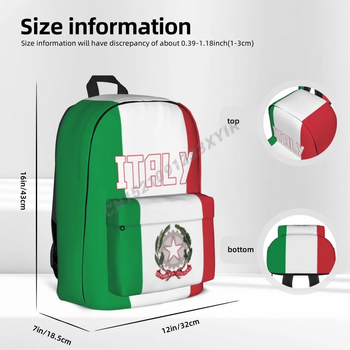 حقيبة ظهر للجنسين بعلم إيطاليا حقيبة مدرسية بغرزة إيطالية حقيبة ساعي البريد حقيبة كمبيوتر محمول حقيبة سفر هدية Mochila #5