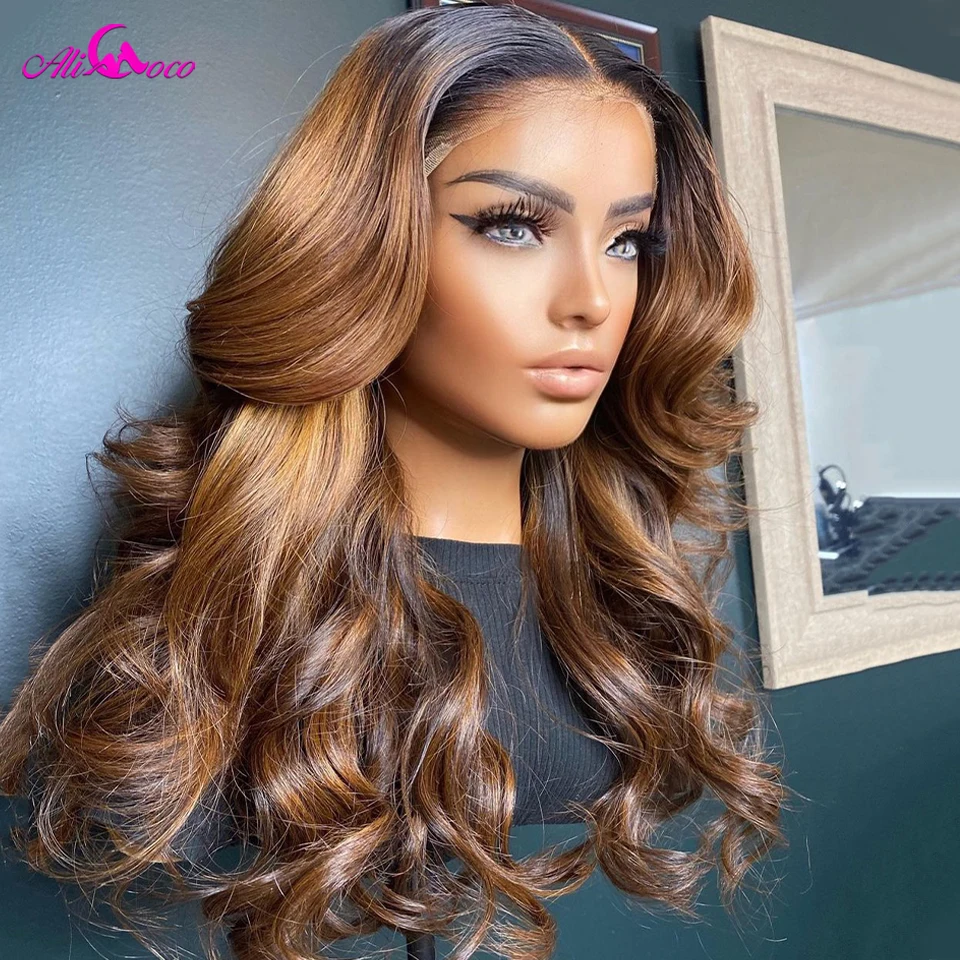 Brown Body Wave 13x4 13x6 Lace Front Wigs Human Hair For Women 5x5 Transparent Lace Front Wigs 200 Density Pre Plucked